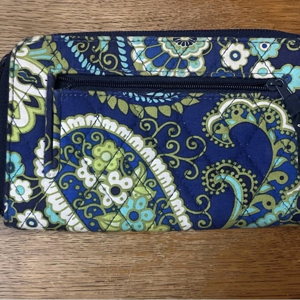 Vera Bradley Quilted Wallet in Blue and Green Floral